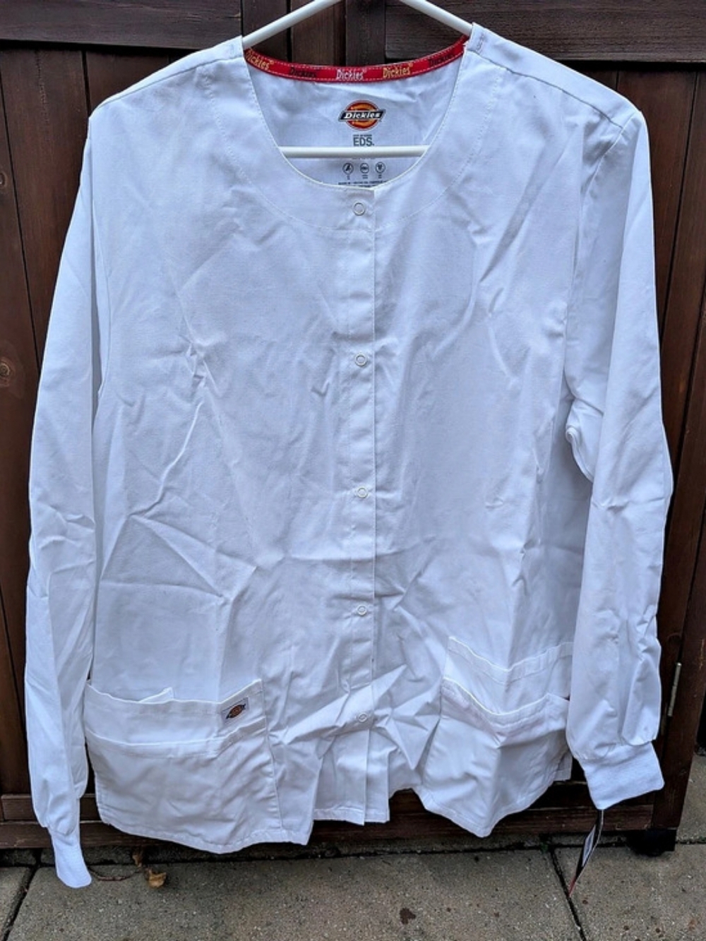 Dickies EDS Signature Snap Front Warm-Up Scrub Jacket White Medium